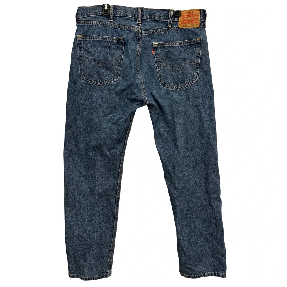 Levis 505 Regular Fit Straight Leg Blue Jeans Mens 38x32 Medium Wash Denim‎ - Picture 3 of 7